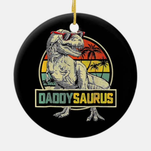 Daddysaurus Funny T Rex Dinosaur Pap  Keramisch Ornament (Achterkant)