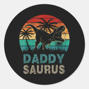 Daddysaurus Funny Vaderdag T Rex Dad Saurus Ronde Sticker
