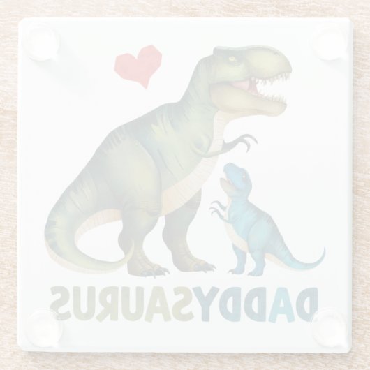Daddysaurus Glazen Onderzetter (Achterkant)