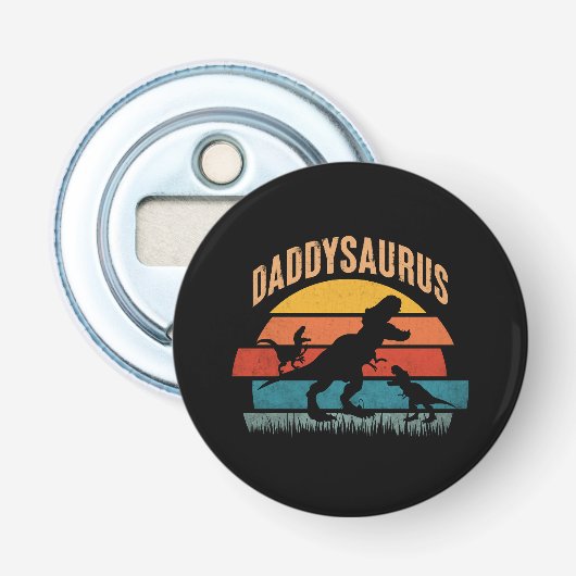 Daddysaurus - Grappige dinosaurus papa cadeau Button Flesopener (Voorkant)