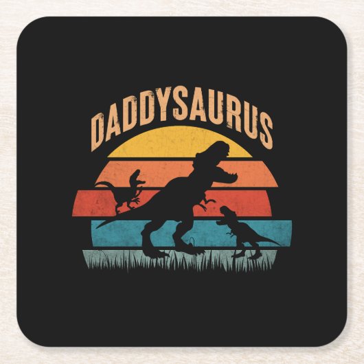 Daddysaurus - Grappige dinosaurus papa cadeau Kartonnen Onderzetters (Voorkant)