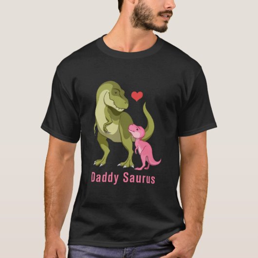 DaddySaurus Green T-Rex & Blue Baby Boy Dinosaurs T-shirt (Voorkant)
