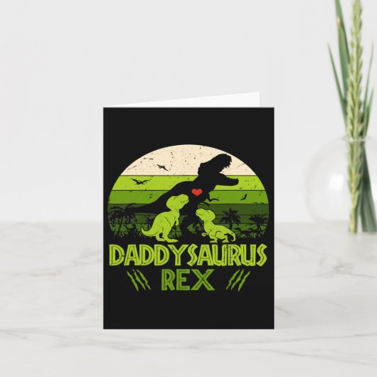 Daddysaurus Rex 2 Kids Zonsondergang Dinosaurus Vo Kaart (Voorkant)