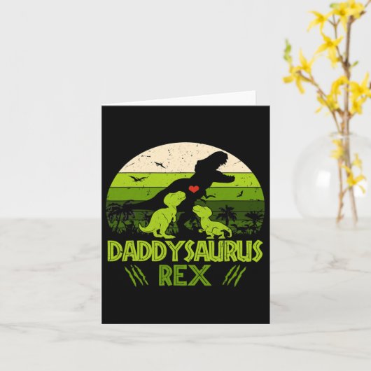 Daddysaurus rex 2 Kinder zonneschijn voor vaders Kaart (Gele Bloem)