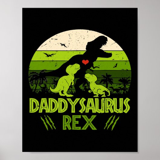 Daddysaurus rex 2 Kinder zonneschijn voor vaders Poster (Voorkant)