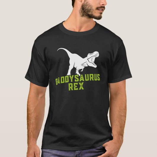 Daddysaurus Rex 2 Kinder zonsondergang voor vaders T-shirt (Voorkant)