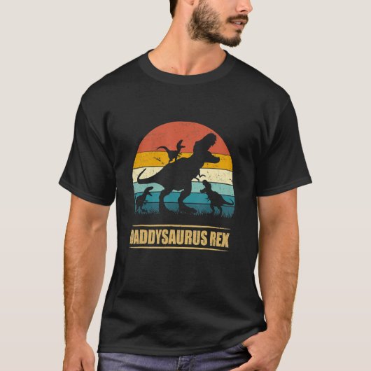 Daddysaurus Rex 3 Kinder Mannen Vrouwen Kind Vader T-shirt (Voorkant)