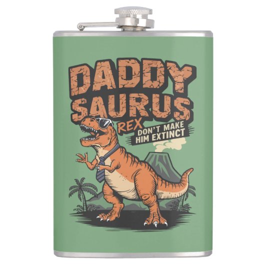 Daddysaurus Rex: De koele prehistorische legende Heupfles (Voorkant)