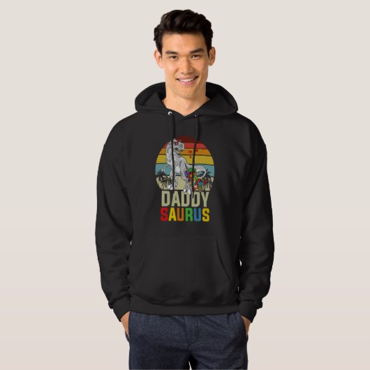 Daddysaurus Rex Dinosaur Daddy Saurus Autism Aware Hoodie (Voorkant volledig)