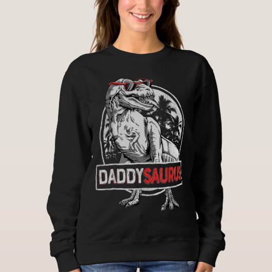 Daddysaurus rex dinosauriër papa saurus vaders fam trui (Voorkant)