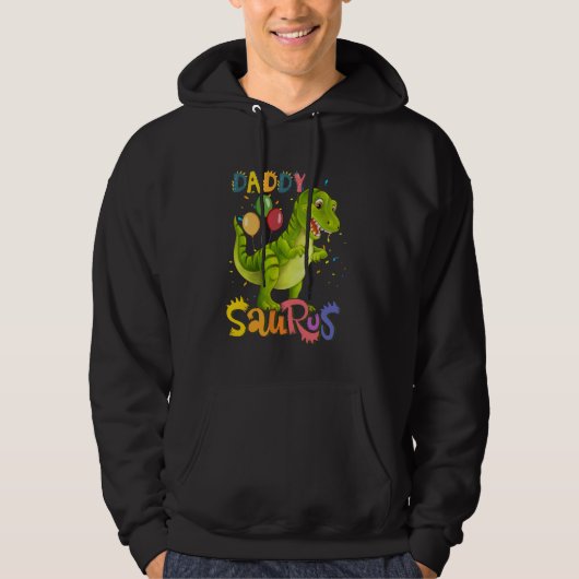 Daddysaurus T Rex Dinosaur Dad Saurus Family Mat Hoodie (Voorkant)