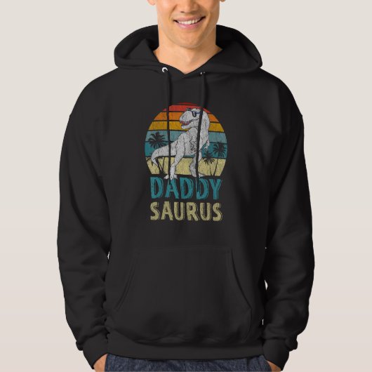 Daddysaurus T Rex Dinosaur Dad Saurus Family Mat Hoodie (Voorkant)