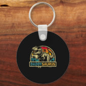 Daddysaurus T Rex Dinosaur Dad Saurus Family Mat Sleutelhanger (Voorkant)