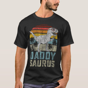 Daddysaurus T Rex Dinosaur Dad Saurus Family Mat T-shirt
