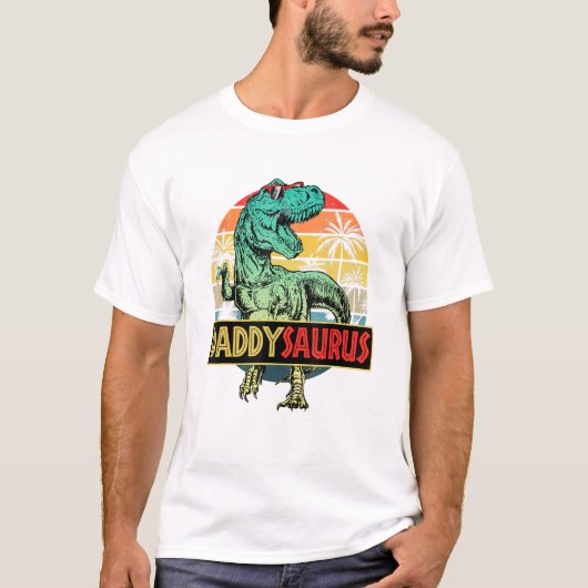 Daddysaurus T Rex Dinosaur Dad Saurus Family Mat T-shirt (Voorkant)