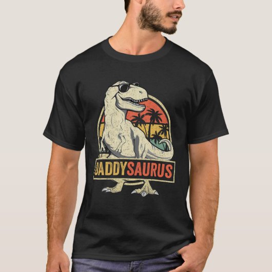 Daddysaurus T Rex Dinosaur Dad Saurus Family Mat T-shirt (Voorkant)