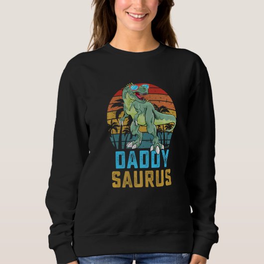 Daddysaurus T Rex Dinosaur Dad Saurus Family Mat Trui (Voorkant)