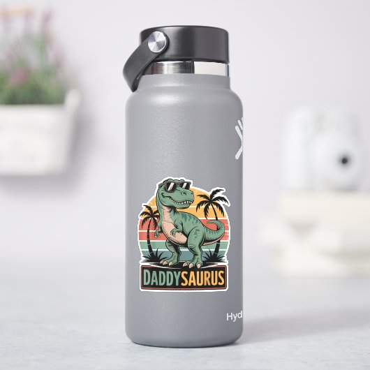 Daddysaurus T Rex Dinosaur Dad Saurus Sticker (HydroFlask)