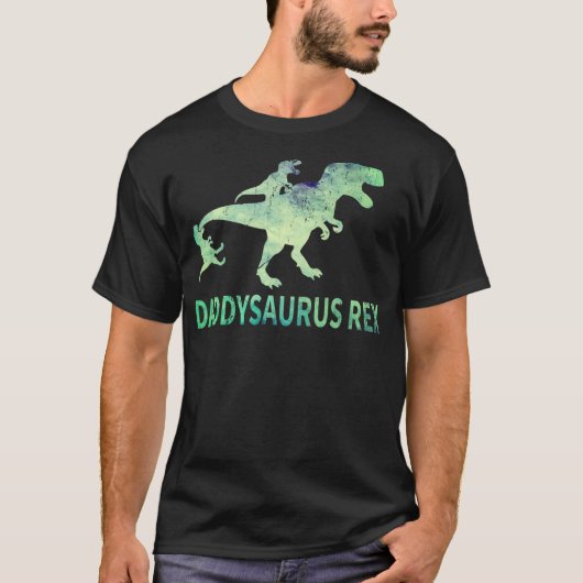 Daddysaurus T Rex Dinosaur Daddy Saurus Dad 2 Two T-shirt (Voorkant)