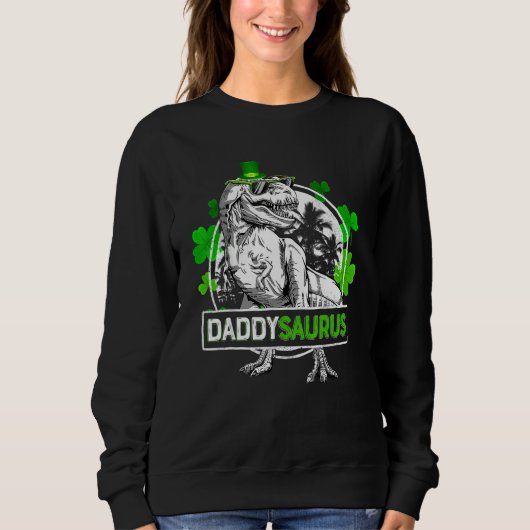 Daddysaurus T Rex Dinosaurus Daddy Saurus St Patri Trui (Voorkant)