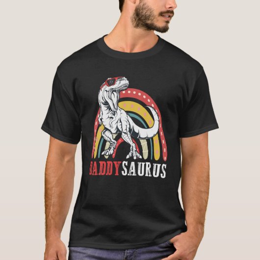 Daddysaurus T Rex Funny Rainbow Dad Saurus Famil T-shirt (Voorkant)