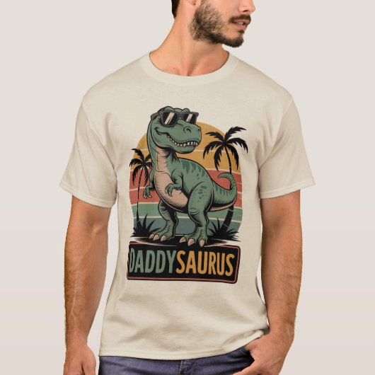Daddysaurus T-Rex - Grappige Retro Dad Dinosaurus T-shirt (Voorkant)