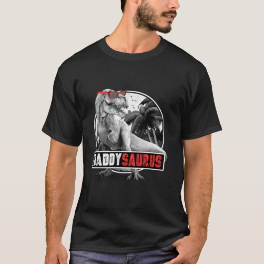 Daddysaurus t rex vader dinosaurus papa saurus vad t-shirt (Voorkant)