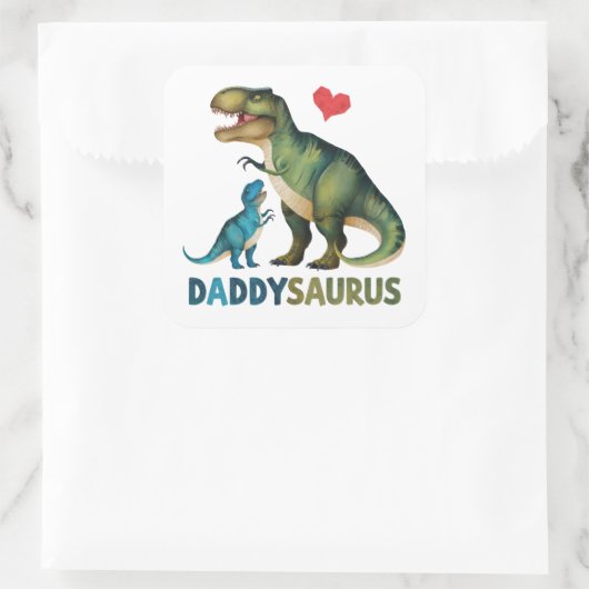 Daddysaurus Vierkante Sticker (Tas)