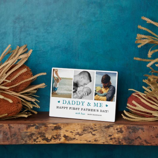 Daddyy & Me' 3-foto Collage 1e Vaderdag Fotoplaat (Zijkant)
