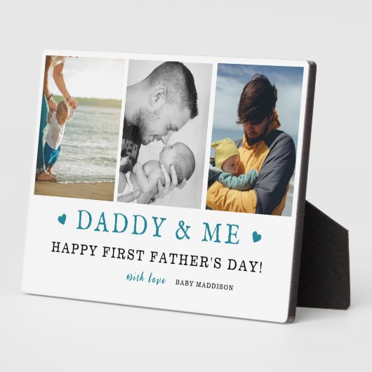 Daddyy & Me' 3-foto Collage 1e Vaderdag Fotoplaat (Zijkant)