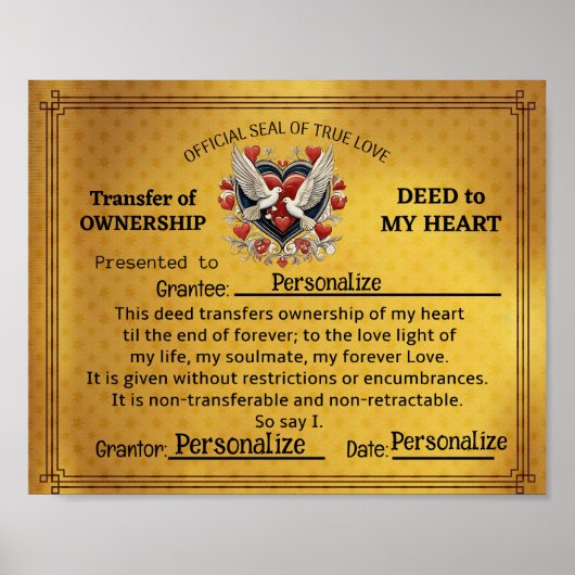 Dade aan mijn hart Print, PERSONALISEER DEZE DAAD Poster (Voorkant)