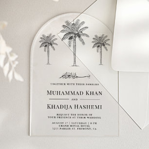 Dadelpalmboom Islamitische Moslim Bruiloft Acryl Uitnodigingen