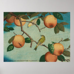 Dadelpruimen en Brilvogels 1880 Japanse Print