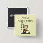 DADFISHINGBUDDY.png Vierkante Button 5,1 Cm (Voorkant /achterkant)