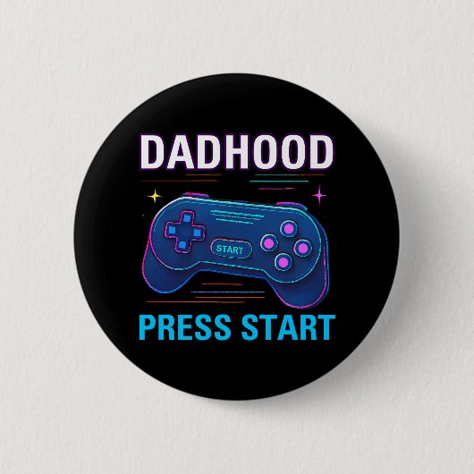 Dadhood Press Start Retro Gamer Design Button (Voorkant)