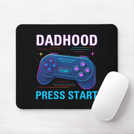 Dadhood Press Start Retro Gamer Design Muismat (Met muis)