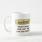Dadism, gooi dat niet weg! koffiemok (Links)