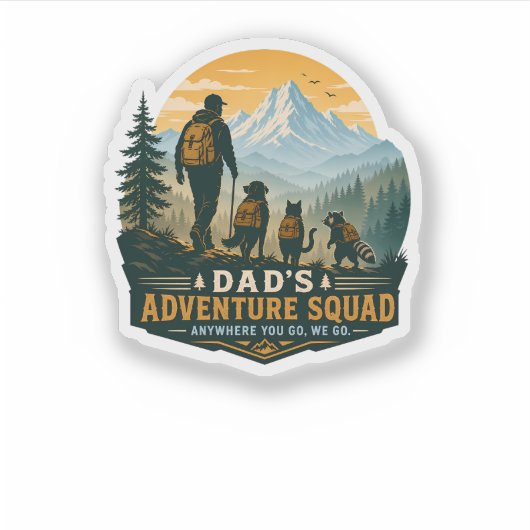 Dad's Adventure Squad Retro Mountain Hiking Gift Sticker (Voorkant)