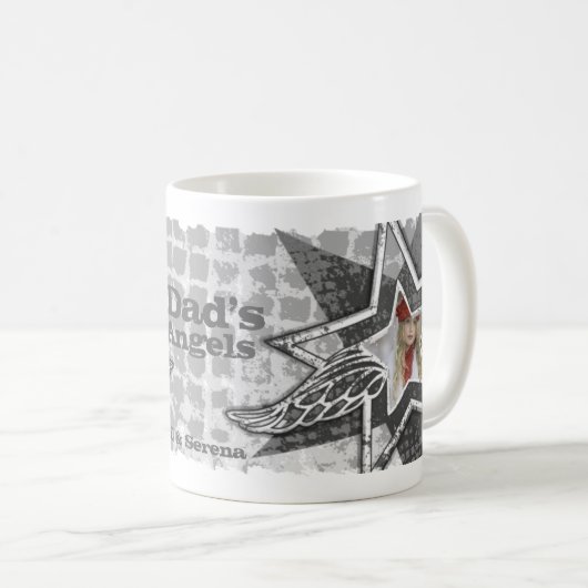 Dads Angels in sterren foto grijze mok (Voorkant rechts)