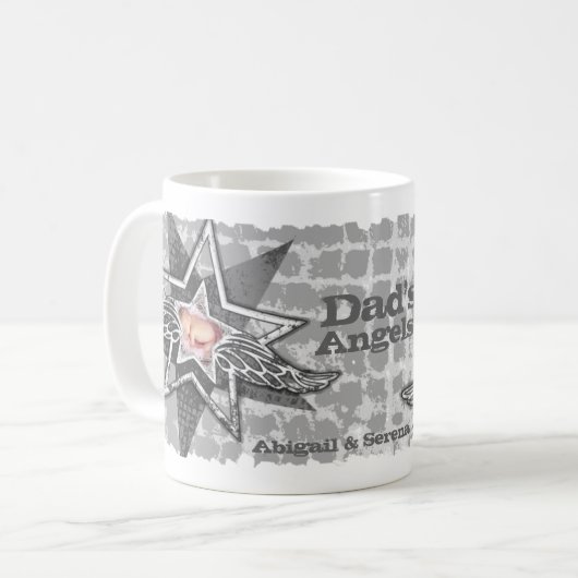 Dads Angels in sterren foto grijze mok (Voorkant links)