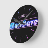 DAD'S BAR, MANCAVE, DEN - Neon Clock Customizable Ronde Klok (Hoek)