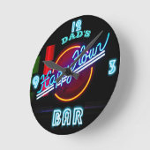 DAD'S BAR, MANCAVE, DEN - Neon Clock  Ronde Klok (Hoek)