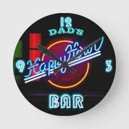 DAD'S BAR, MANCAVE, DEN - Neon Clock  Ronde Klok