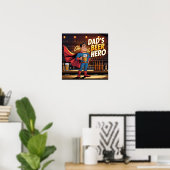 Dad's Beer Hero Comic Digitale Poster Print (Thuiskantoor)