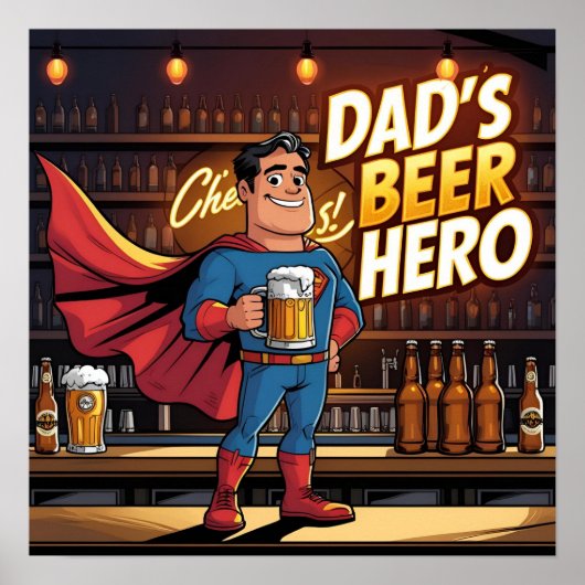 Dad's Beer Hero Comic Digitale Poster Print (Voorkant)