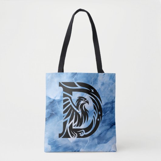 Dads Bold Eagle op Blauwe Rook Grote Schoudertas Tote Bag (Voorkant)
