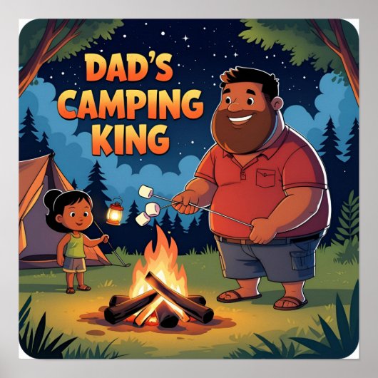 Dad's Camping Adventure Digitale Poster Print (Voorkant)