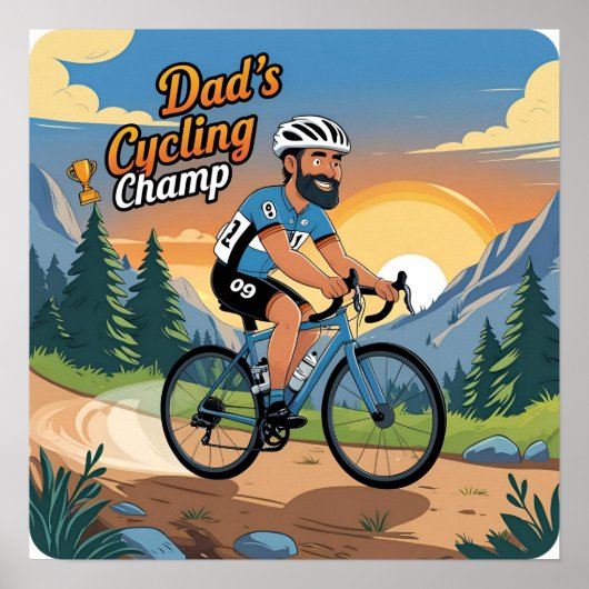 Dad's Cycling Champ Digitale Poster Print (Voorkant)