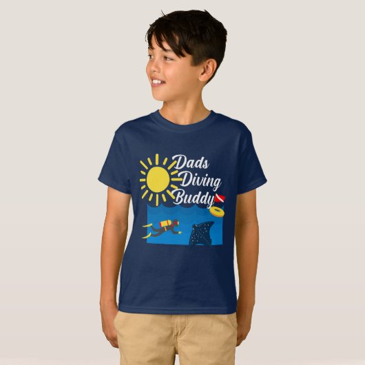 Dads Dads Diving Buddy Design - Kinderen Basic T-S T-shirt (Voorkant volledig)