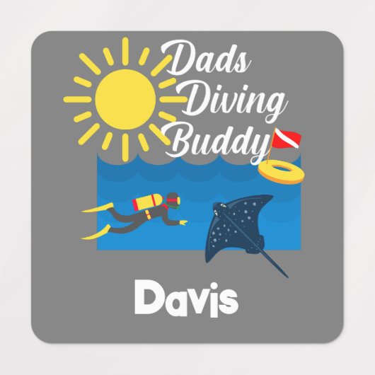 Dads Dads Dving Buddy Design - Small Square Clothi Labels (Design 1)